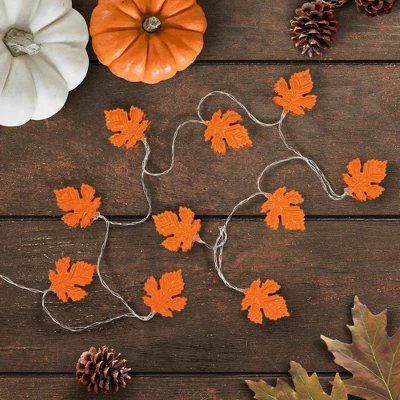 Northlight 10-Count Orange LED Fall Harvest Maple Leaf Fairy Lights, 5.5ft, Copper Wire 4 Northlight 10-Count Orange LED Fall Harvest Maple Leaf Fairy Lights, 5.5ft, Copper Wire - Image 4