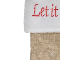 Northlight 19" Beige And Red Burlap "Let It Snow" Bird Christmas Stocking -Holiday Decoration Store GUEST b7a5ed87 0178 4fc7 b1c5 b82ef3d18c25