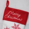 Northlight 15.25" Red And White Snowflake Embroidered Christmas Stocking