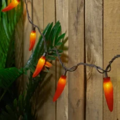 Northlight 35-Count Orange Chili Pepper Patio String Light Set, 22.5ft Brown Wire