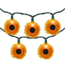 Northlight Sunflower Patio Light Set - 6' Green Wire - 10ct