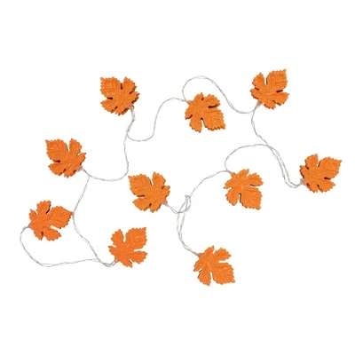 Northlight 10-Count Orange LED Fall Harvest Maple Leaf Fairy Lights, 5.5ft, Copper Wire 3 Northlight 10-Count Orange LED Fall Harvest Maple Leaf Fairy Lights, 5.5ft, Copper Wire - Image 3