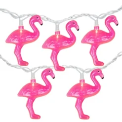 Northlight Pink Flamingo Indoor Outdoor Patio Light Set - 7.25' White Wire - 10ct