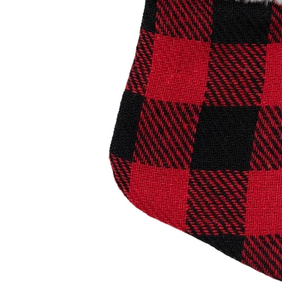 Northlight 7" Red And Black Plaid Print Christmas Stocking With Faux Fur Cuff 5 Northlight 7" Red And Black Plaid Print Christmas Stocking With Faux Fur Cuff - Image 5