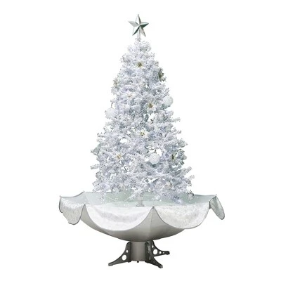 Northlight Lighted Musical Snowing Artificial White Tinsel Christmas Tree - 6' - White LED Lights 1 Northlight Lighted Musical Snowing Artificial White Tinsel Christmas Tree - 6' - White LED Lights