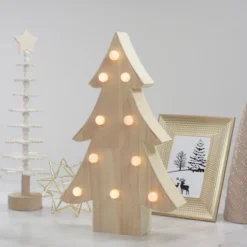Northlight Lighted 3D Wooden Christmas Tree Decoration - 15"