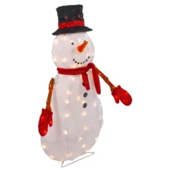 Northlight 32" Lighted 3D Chenille Snowman In Top Hat Outdoor Christmas Decoration -Holiday Decoration Store GUEST cae581a5 552c 4de8 b7a0 14e6e4b8c6f9