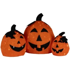 Northlight LED Lighted Jack O' Lantern Outdoor Halloween Decorations - Warm White - Set Of 3 -Holiday Decoration Store GUEST cb9012d7 3424 4c96 8947 40038576302f
