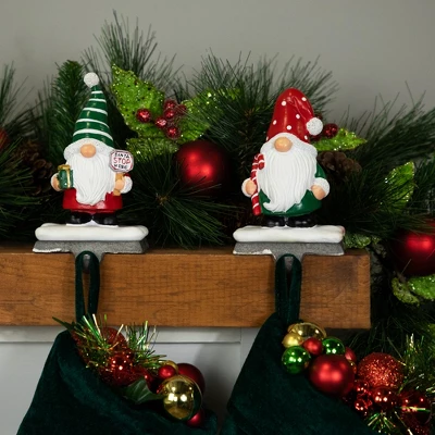 Northlight Santa Gnomes Christmas Stocking Holders - 6.25" - Set Of 2 2 Northlight Santa Gnomes Christmas Stocking Holders - 6.25" - Set Of 2 - Image 2