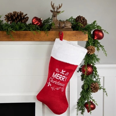 Northlight 20" Red And White "Merry Christmas" Velour Stocking 1 Northlight 20" Red And White "Merry Christmas" Velour Stocking