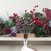 Northlight 6" Silver Snowflake On Wood Look Base Christmas Stocking Holder