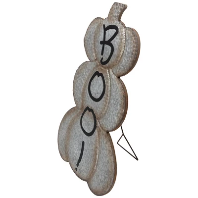 Northlight Boo! Stacked Pumpkins Metal Halloween Porch Sign - 28" - Silver 4 Northlight Boo! Stacked Pumpkins Metal Halloween Porch Sign - 28" - Silver - Image 4