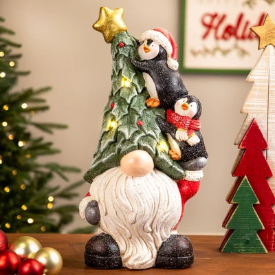 Northlight Lighted Gnome With Penguins Christmas Decoration -17" - Clear LED Lights 1 Northlight Lighted Gnome With Penguins Christmas Decoration -17" - Clear LED Lights