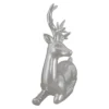 Northlight Shiny Ceramic Sitting Reindeer Christmas Decoration - 10" - Silver