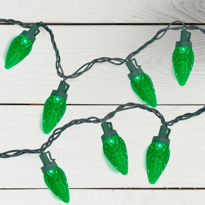 Northlight 50ct Green LED Faceted C9 Christmas Light Set, 20.25ft Green Wire 1 Northlight 50ct Green LED Faceted C9 Christmas Light Set, 20.25ft Green Wire