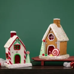 Northlight Gingerbread Glitter Candy House Christmas Decoration - 13"