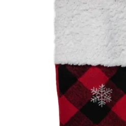 Northlight 20.5" Red And Black Plaid Christmas Stocking With A Vintage Truck