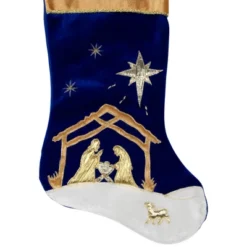 Northlight 20.5" Blue And Gold Nativity Scene Christmas Stocking With Gold Cuff -Holiday Decoration Store GUEST d3d36330 c777 452b b3f2 aeb918a93a58
