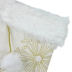 Northlight 20" Cream With Gold Snowflakes Christmas Stocking With Faux Fur Cuff -Holiday Decoration Store GUEST d60ba723 248d 46d0 a8b0 4a0409061295