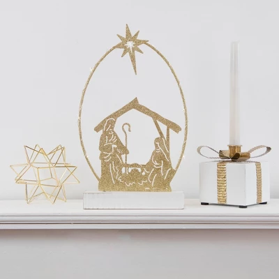 Northlight LED Lighted Glitter Holy Family Nativity Scene Christmas Decoration - 14" 1 Northlight LED Lighted Glitter Holy Family Nativity Scene Christmas Decoration - 14"