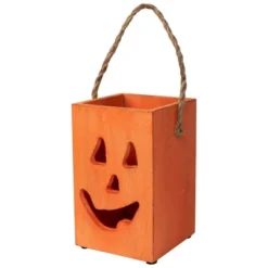 Northlight Large Orange Wood Jack O Lantern Halloween Candle Lantern - 8" -Holiday Decoration Store GUEST d7f459cd 2e19 44a4 9611 b20aed25e4d6