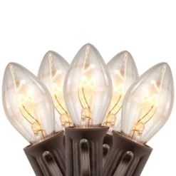 Northlight C7 Christmas String Lights - Clear - 24' Brown Wire - 25ct