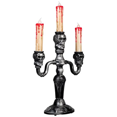 Northlight Antique-Style Skull Trio Flickering Halloween Candelabra - 13.75" - Amber Lights 3 Northlight Antique-Style Skull Trio Flickering Halloween Candelabra - 13.75" - Amber Lights - Image 3