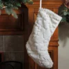 Northlight 18" White And Gold Christmas Stocking With Sequined Trees