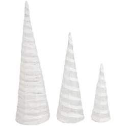 Northlight Glittered Cone Tree Christmas Decoration - 23.5 - White And Silver - Set Of 3 -Holiday Decoration Store GUEST d9ac564c 8216 4ba0 9af2 cef3eae7a676