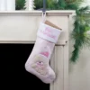 Northlight Baby's 1st Christmas Embroidered Teddy Bear Stocking - 19" - Pink And White