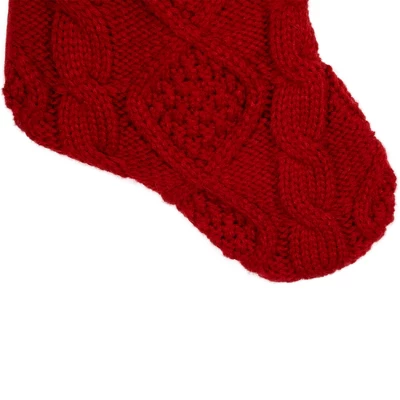 Northlight Cable Knit Christmas Stocking With Cuff - 21.5" - Red 3 Northlight Cable Knit Christmas Stocking With Cuff - 21.5" - Red - Image 3