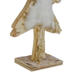 Northlight Wooden Tree With Faux Fur Christmas Decoration - 13.5" - Brown And White -Holiday Decoration Store GUEST dbf168fe c247 445e 8833 0e2a7f4448be