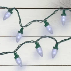Northlight 50 Pure White LED C7 Mini Christmas Lights, 20.25 Ft Green Wire