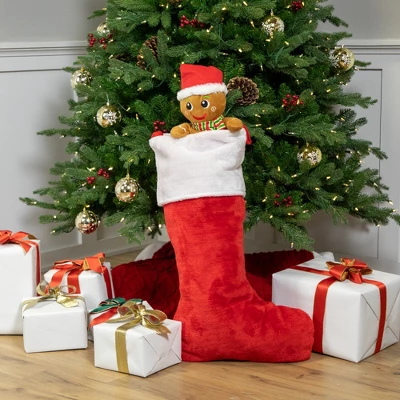 Northlight Traditional Plush Christmas Stocking With Cuff - 36" - Red And White 2 Northlight Traditional Plush Christmas Stocking With Cuff - 36" - Red And White - Image 2