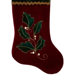 Northlight 21" Red And Green Holly Embroidered Velvet Christmas Stocking 8 Northlight 21" Red And Green Holly Embroidered Velvet Christmas Stocking -Holiday Decoration Store GUEST de7ff975 02b3 4e56 9360 a16d62af577f
