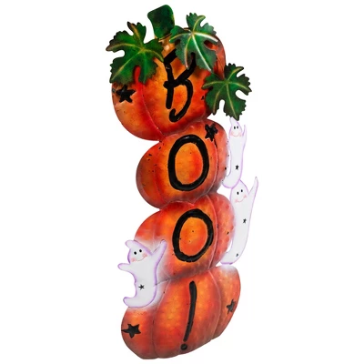 Northlight Stacked Pumpkins "Boo" Halloween Decoration - 33" 2 Northlight Stacked Pumpkins "Boo" Halloween Decoration - 33" - Image 2
