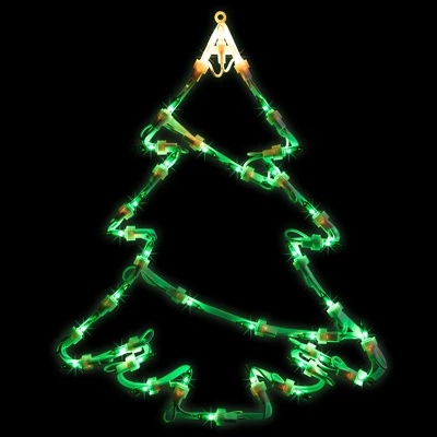 Northlight Lighted Christmas Tree Window Silhouette Decoration - 15" - Green And Yellow Lights 1 Northlight Lighted Christmas Tree Window Silhouette Decoration - 15" - Green And Yellow Lights