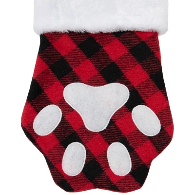 Northlight 15.5" Red And Black Buffalo Plaid Pet Embroidered Christmas Stocking 2 Northlight 15.5" Red And Black Buffalo Plaid Pet Embroidered Christmas Stocking - Image 2