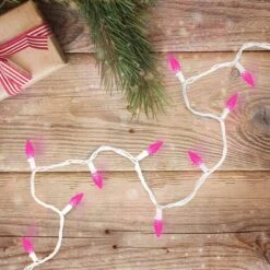 Northlight LED C6 Faceted Christmas Lights - Pink - 22.5' White Wire - 70ct