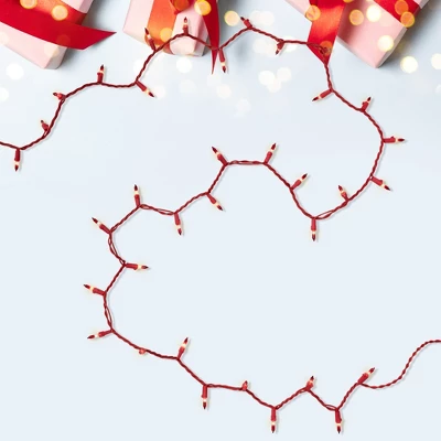 Northlight Mini Christmas Light Set - Clear With Red Tips - 20.25' Red Wire - 100ct 2 Northlight Mini Christmas Light Set - Clear With Red Tips - 20.25' Red Wire - 100ct - Image 2