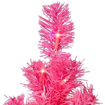 Northlight Pre-Lit Tinsel Artificial Christmas Tree - 3' - Pink - Clear Lights 4 Northlight Pre-Lit Tinsel Artificial Christmas Tree - 3' - Pink - Clear Lights - Image 4