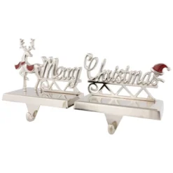 Northlight Set Of 2 Silver Reindeer Merry Christmas Metal Stocking Holders 5.5" -Holiday Decoration Store GUEST ee055d67 d6b2 4364 98ed a7832e6a3114