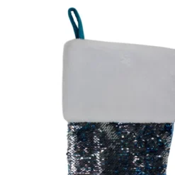 Northlight 22.75" Sky Blue And Silver Reversible Sequined Christmas Stocking With Faux Fur Cuff -Holiday Decoration Store GUEST ee087578 0ec0 4267 b685 368ebae16463