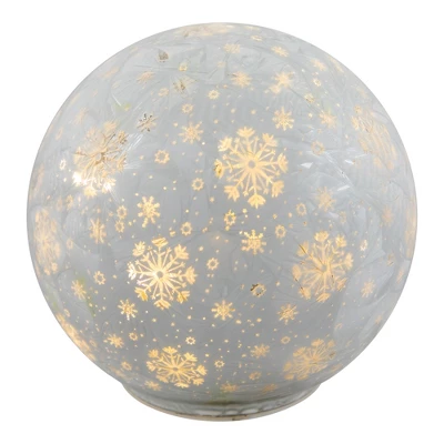 Northlight LED Lighted Snowflakes Glass Globe Christmas Decoration - 6" - White 3 Northlight LED Lighted Snowflakes Glass Globe Christmas Decoration - 6" - White - Image 3