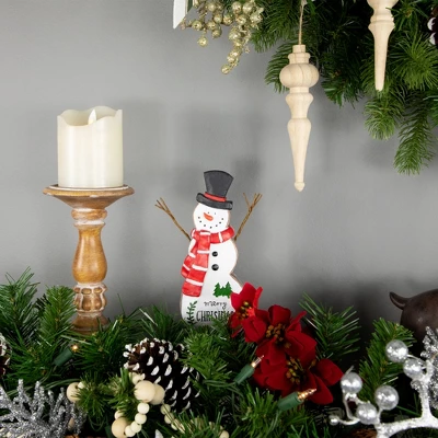 Northlight Wooden Snowman "Merry Christmas" Decoration - 8.5" 1 Northlight Wooden Snowman "Merry Christmas" Decoration - 8.5"