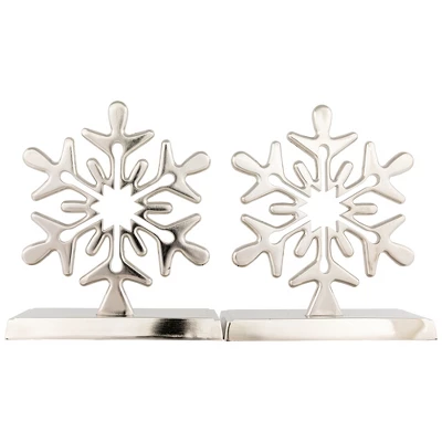 Northlight Set Of 2 Solid Silver Snowflake Cutout Christmas Metal Stocking Holders 6.5" 4 Northlight Set Of 2 Solid Silver Snowflake Cutout Christmas Metal Stocking Holders 6.5" - Image 4