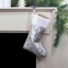 Northlight 19" White And Silver Sequin Christmas Stocking With White Faux Fur Cuff