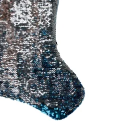 Northlight 22.75" Sky Blue And Silver Reversible Sequined Christmas Stocking With Faux Fur Cuff -Holiday Decoration Store GUEST f3a54f64 0f67 4a12 811c d3fa9ee5e0a9