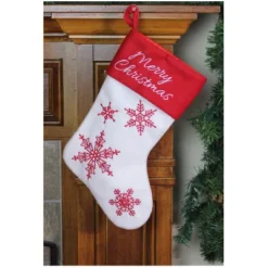 Northlight 15.25" Red And White Snowflake Embroidered Christmas Stocking -Holiday Decoration Store GUEST f542a3f0 6c22 4748 88e6 c60091b7c57b