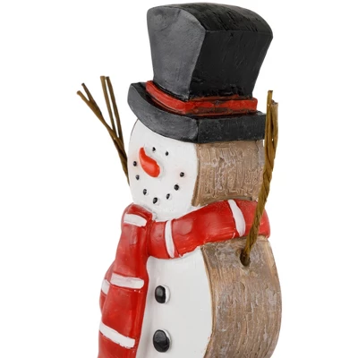 Northlight Wooden Snowman "Merry Christmas" Decoration - 8.5" 5 Northlight Wooden Snowman "Merry Christmas" Decoration - 8.5" - Image 5